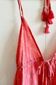 Silk Handkerchief Dress - Pink/Gold