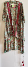 Load image into Gallery viewer, Silk Kimono Dress - PInk/Green Paisley