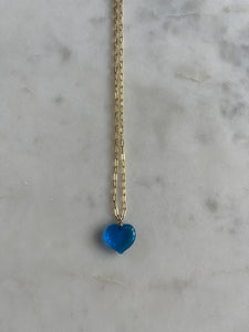 Blue Murano Glass Heart Necklace