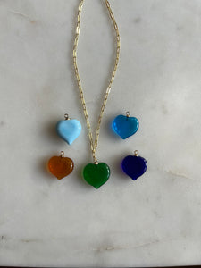 Green Murano Glass Heart Necklace