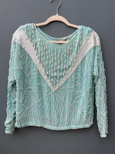 Load image into Gallery viewer, Light Turquoise Pearl/Sequin Top