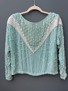 Light Turquoise Pearl/Sequin Top