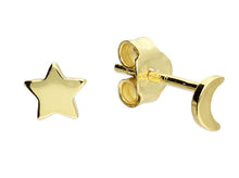 Load image into Gallery viewer, Moon and Star Tiny Stud Earrings