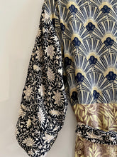 Load image into Gallery viewer, Silk Kimono Midi - Patchwork Black