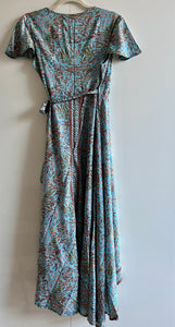 Silk Wrap Dress - Blue