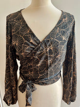 Load image into Gallery viewer, Silk Wrap Top - Black/Camel