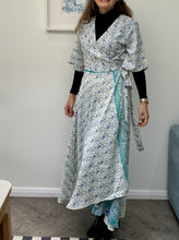 Load image into Gallery viewer, Recycled Silk Dress - White Turquoise