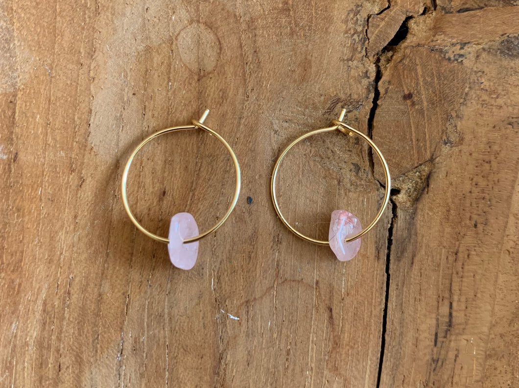 Rose Quartz Hoop Earrings